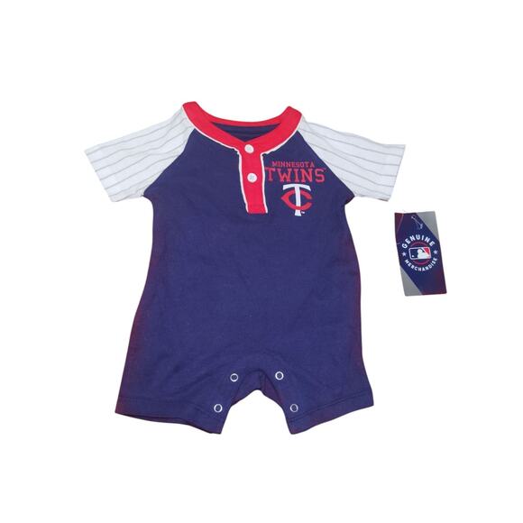 MLB Minnesota Twins Infant One-Piece Raglan Romper in Navy/White Size 0-3 Months - Picture 1 of 2